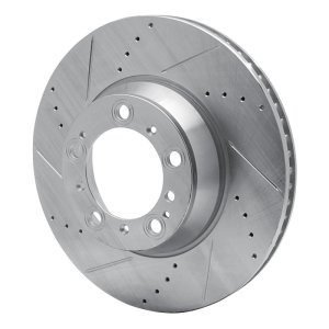 Porsche 911 Brake Rotor (1) - Left Rear - R1 Concepts - Drilled & Slotted - Silver - `99-`23